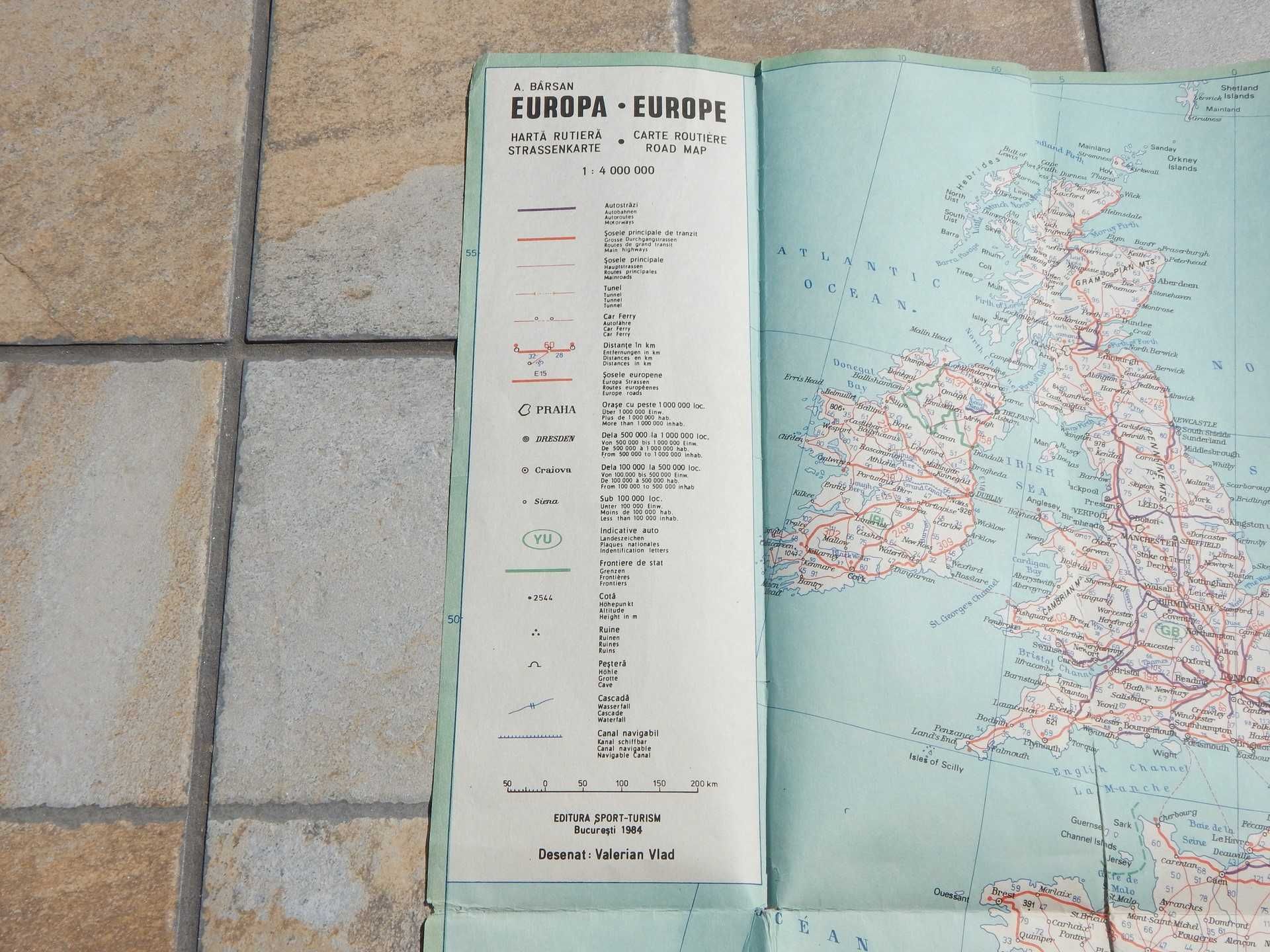Harta si text anexa la harta rutiera a Europei A Barsan 1984