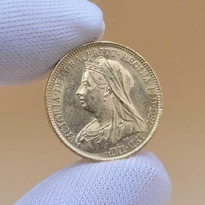 Moneda de aur 1901 Queen Victoria Half Sovereign
