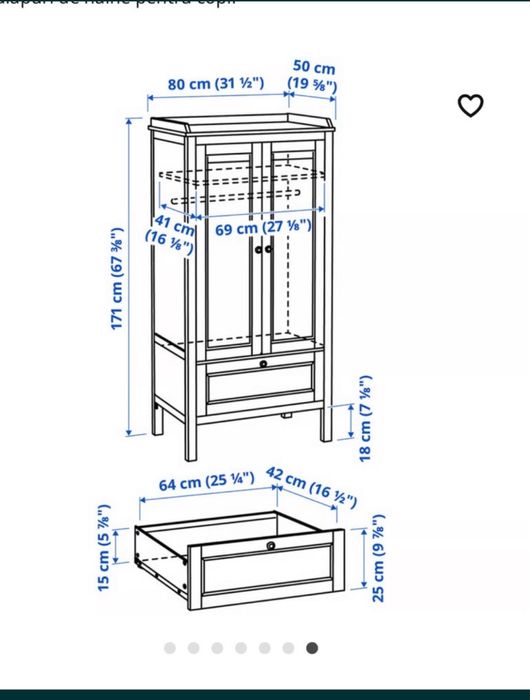 Dulap lemn pin, Ikea Sundvik