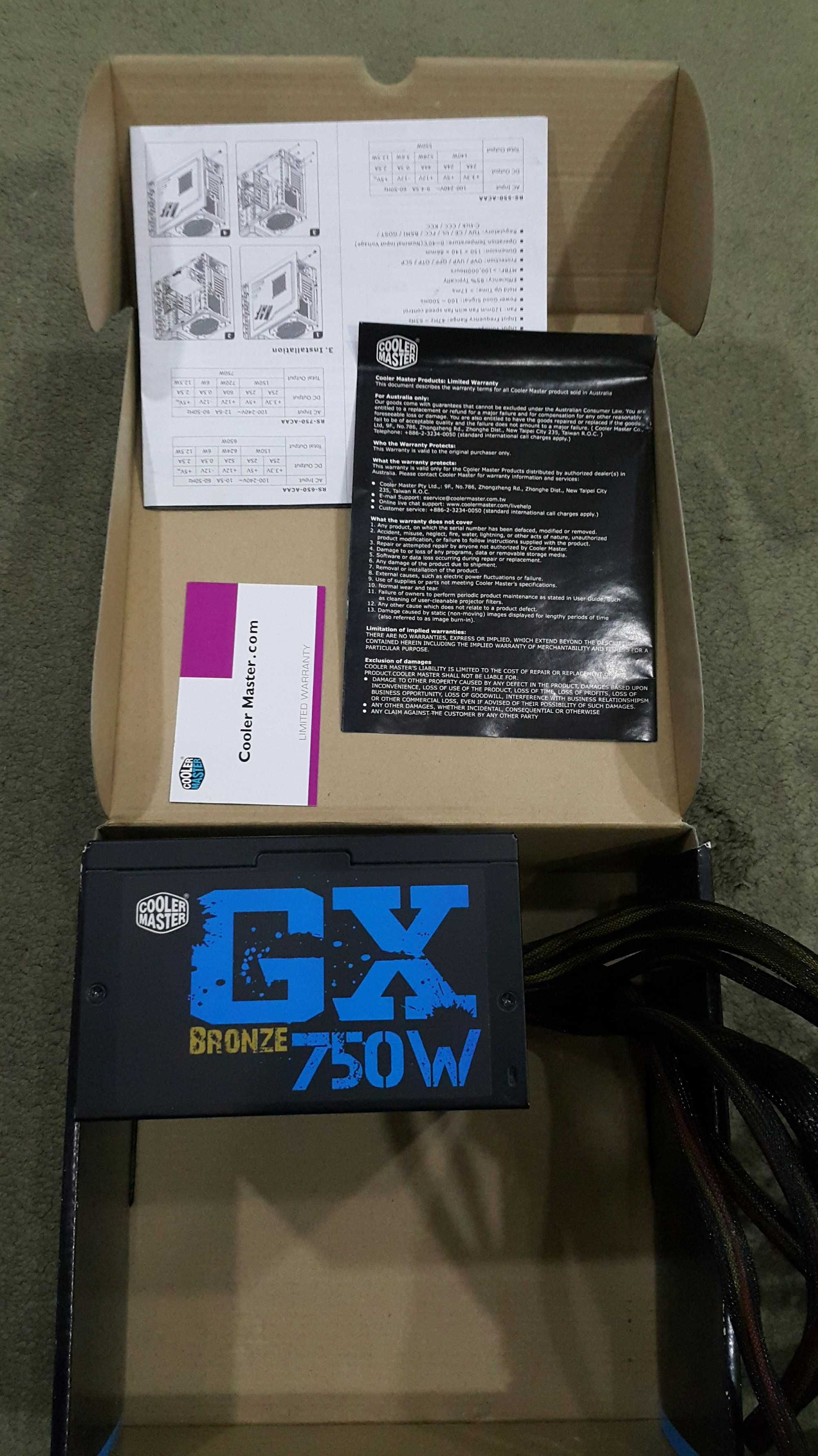 БП Cooler Master GX 750W (80+ Bronze, Active PFC, 120mm Fan, Box)