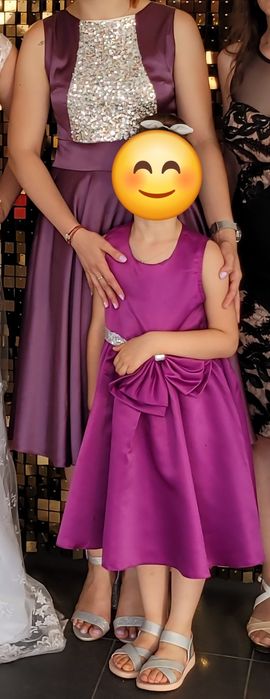 Set rochii mamă-fiică mov cu paiete argintii