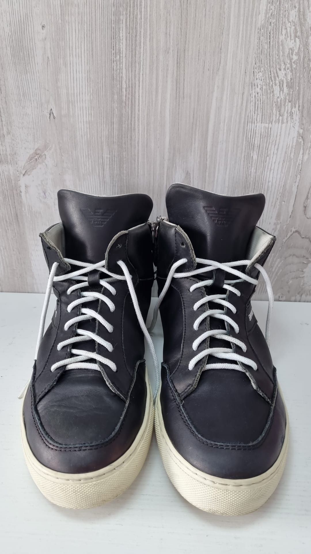 Emporio Armani High Leather Sneakers mărime 42.5 (7 1/2)