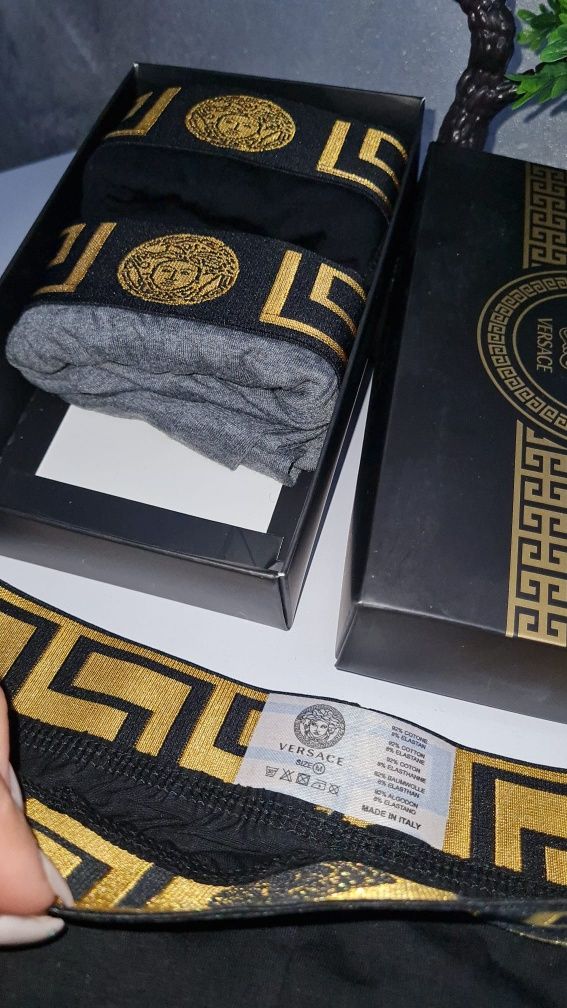Boxeri barbati Versace set de 3perechi cu banda lata BUMBAC