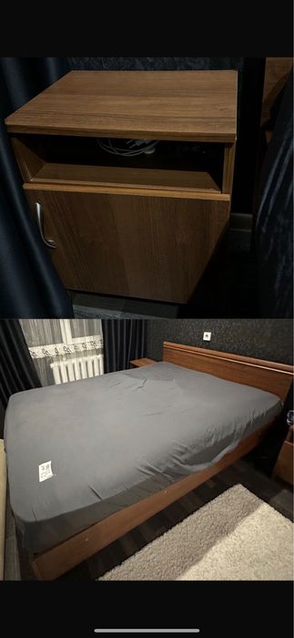 Кровать и две тумбочки