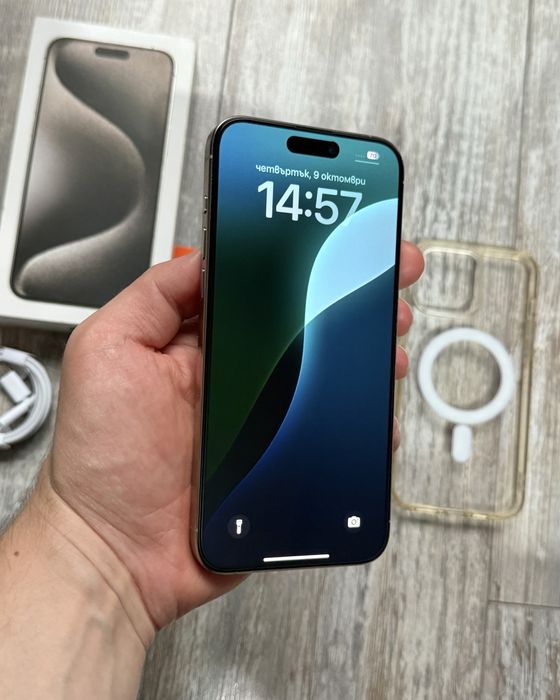 Iphone 15 Pro Max 256 GB - 88 % Battery Natural Titanium Като Нов