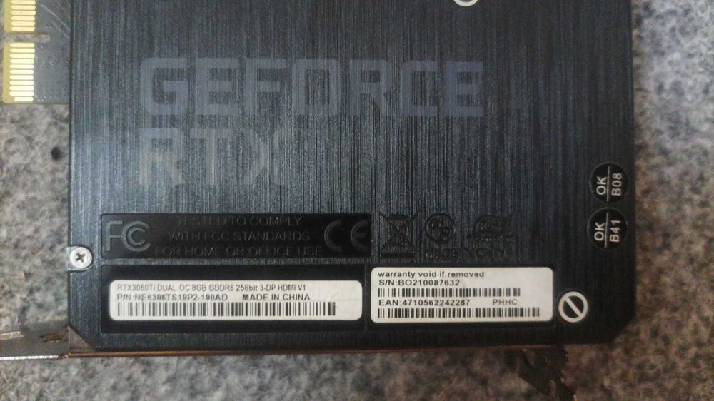 Продается видеокарта Palit RTX 3060Ti в отличном состоянии