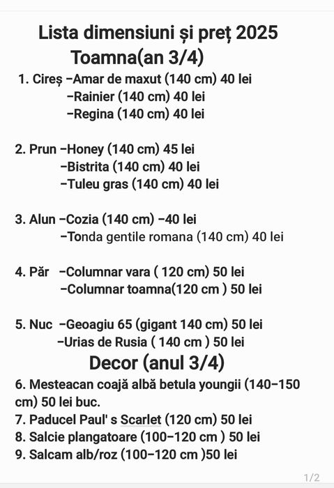 Puieti Nuc,Alun,Cireș,Pruni,Paducel.. cu livrare în toată țara