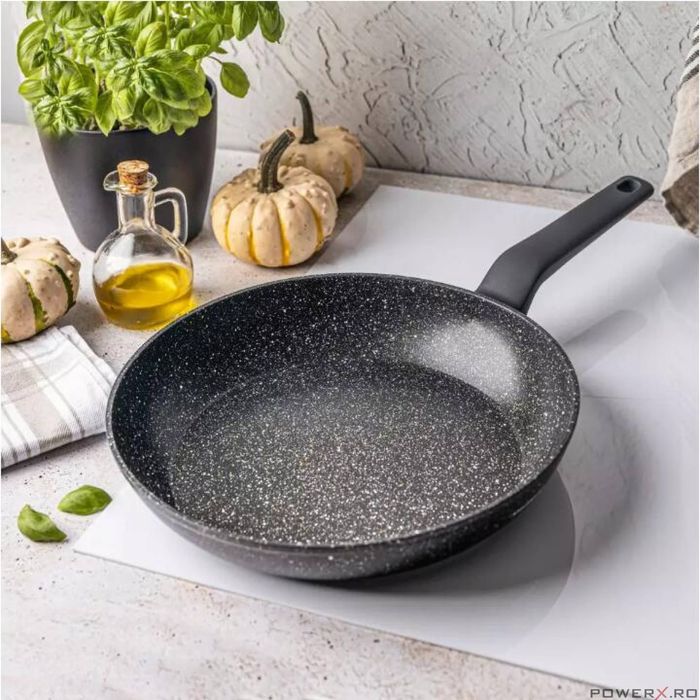 Tigaie din aluminiu turnat, marmorata, neagra, 28cm, Klausberg