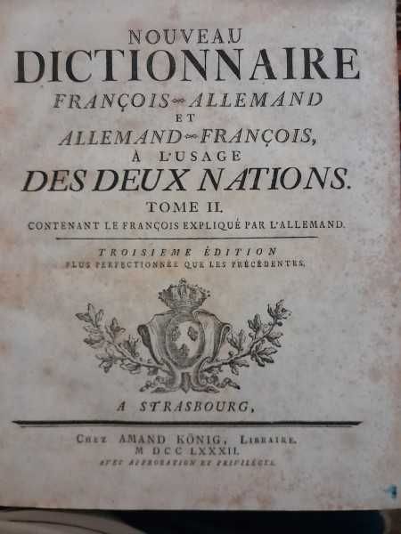 Carte rara Dictionar german francez/francez german publicat in 1792