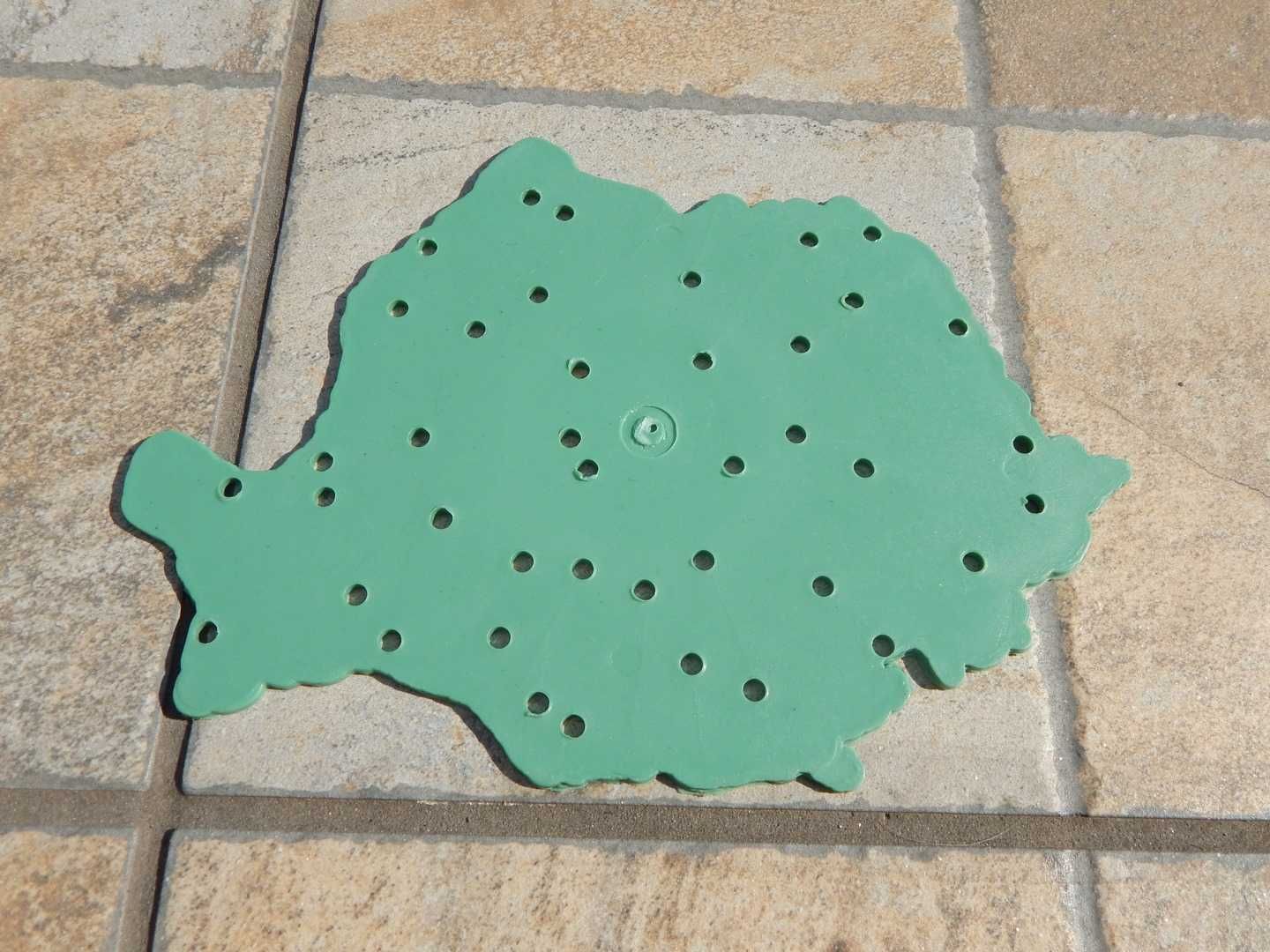 Sablon plastic dur harta Romania cu orase (f. rar - varianta verde)