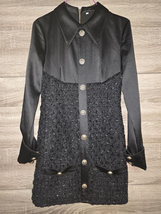 Есенно зимна,къса,черна официална рокля