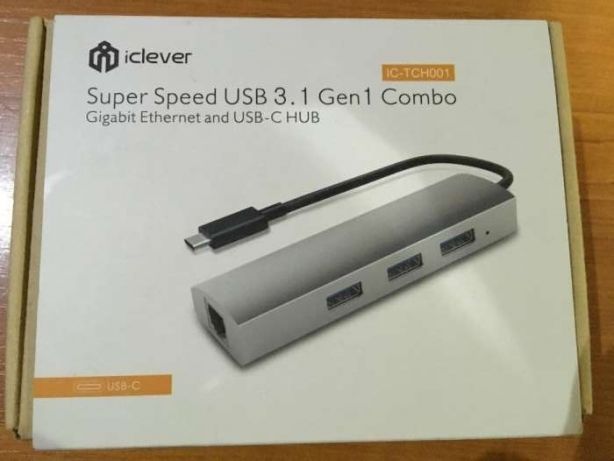 Adaptor USB-C la 3-Port USB 3.0 Hub cu placa de retea gigabit