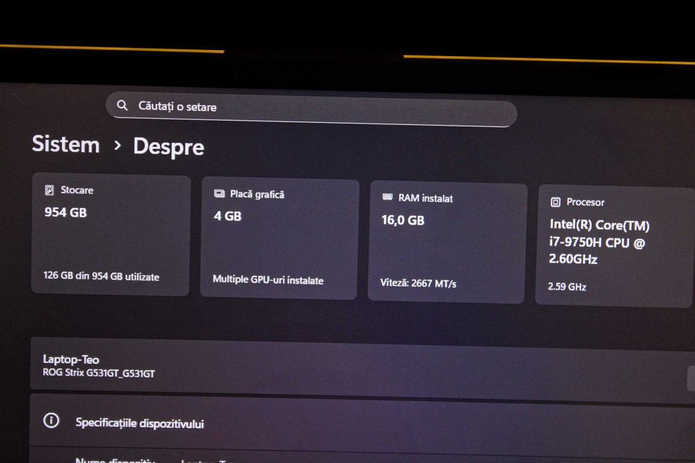 Laptop Gaming Asus Rog Strix G531GT i7 Gen-9 16GB RAM GTX1650