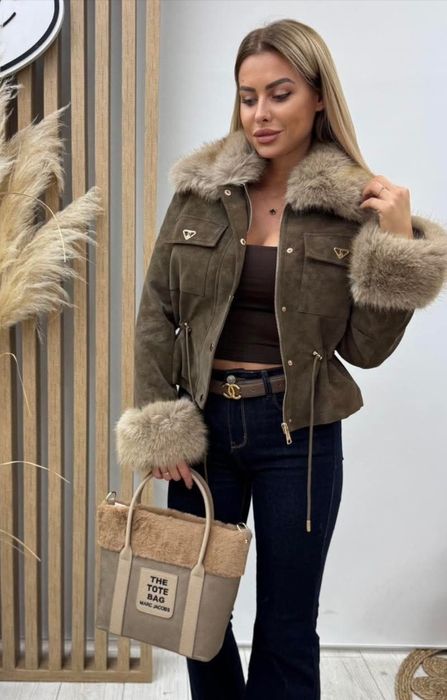 Чисто ново с етикет! Кафяво яке велур