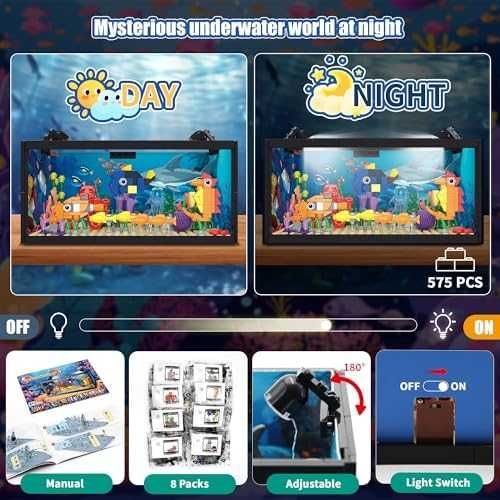 Нов 8 в 1 рибен аквариум сглобяеми модели и осветление за подарък дете