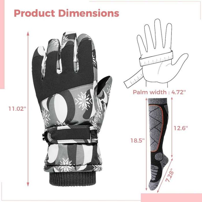 set de mănuși impermeabile și șosete de schi