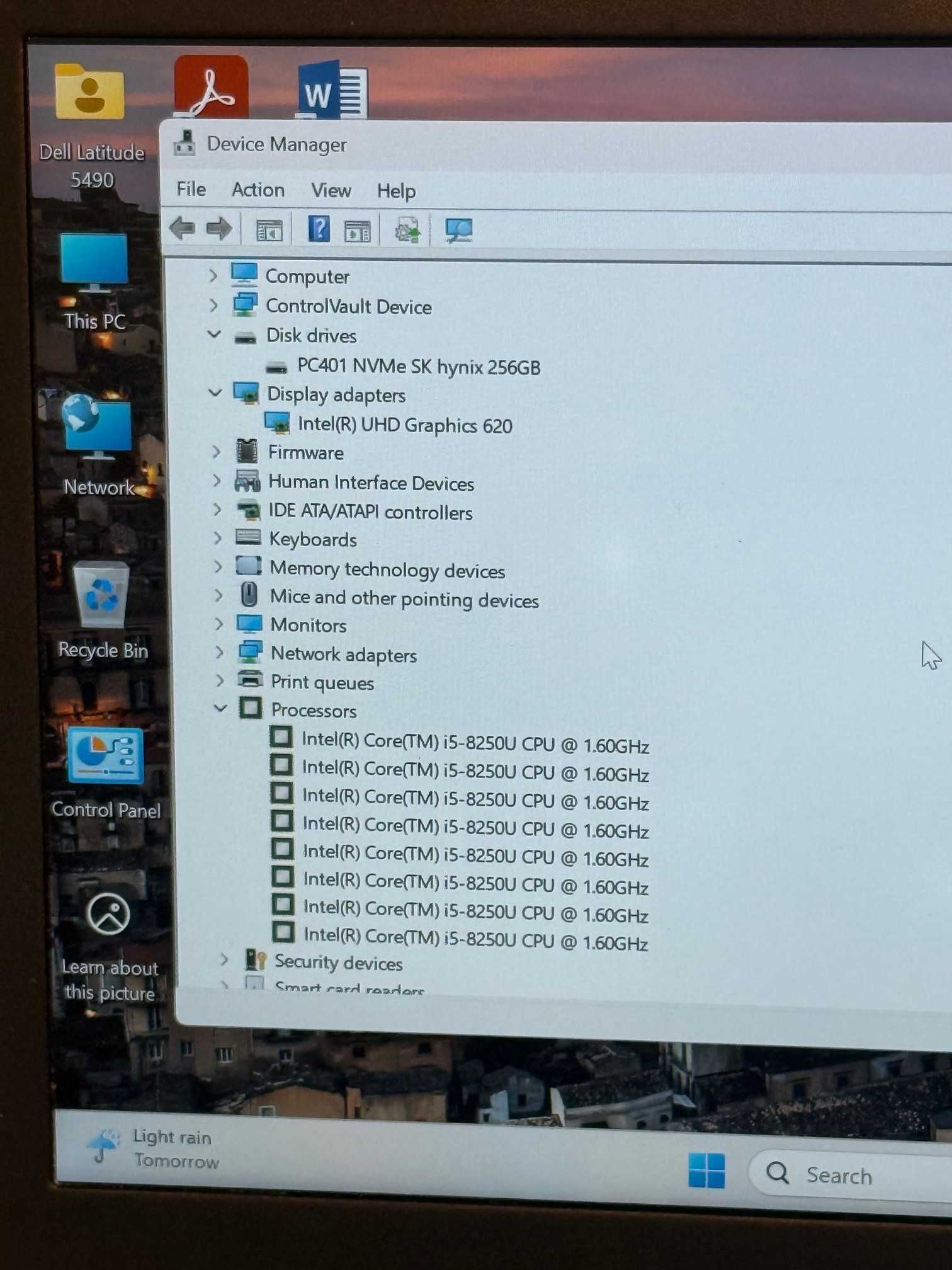 Dell Latitude 5490 I5 8th gen/8RAM/256 NVMe