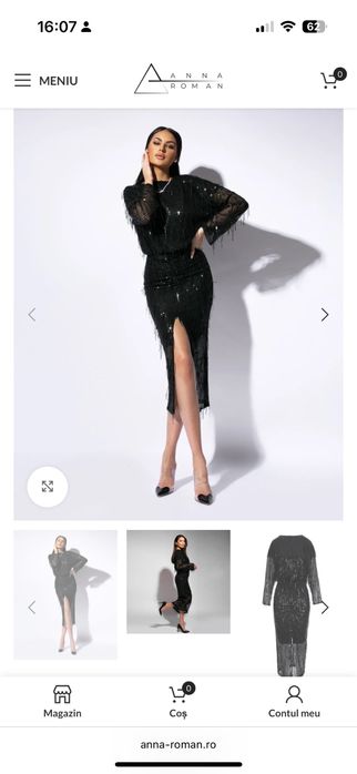 Rochie eleganta paiete, neagra si gri Anna Roman