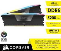 Memorie DDR5 Corsair Vengeance RGB 32GB 2x16 5200MHz CL40 noua sigilat