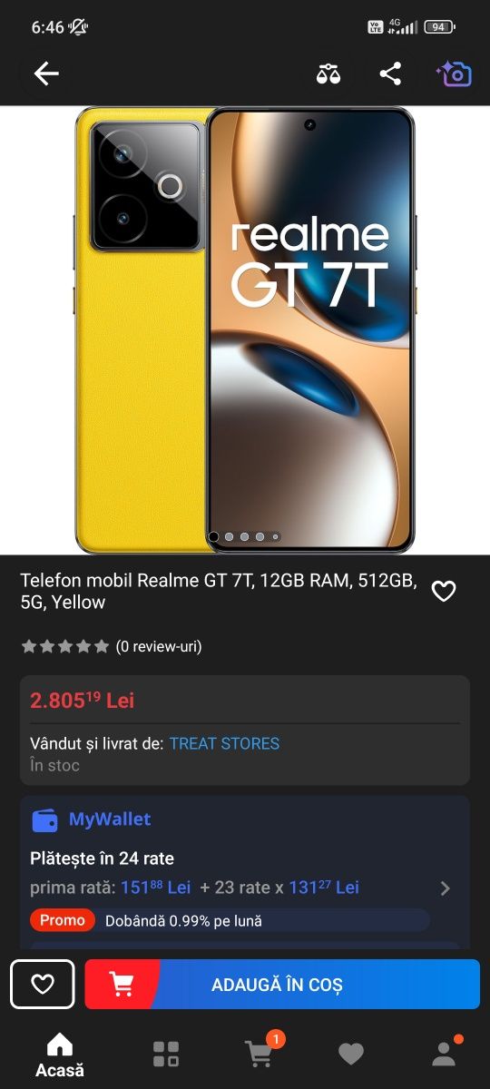 Realme GT 7T,512 GB ca nou