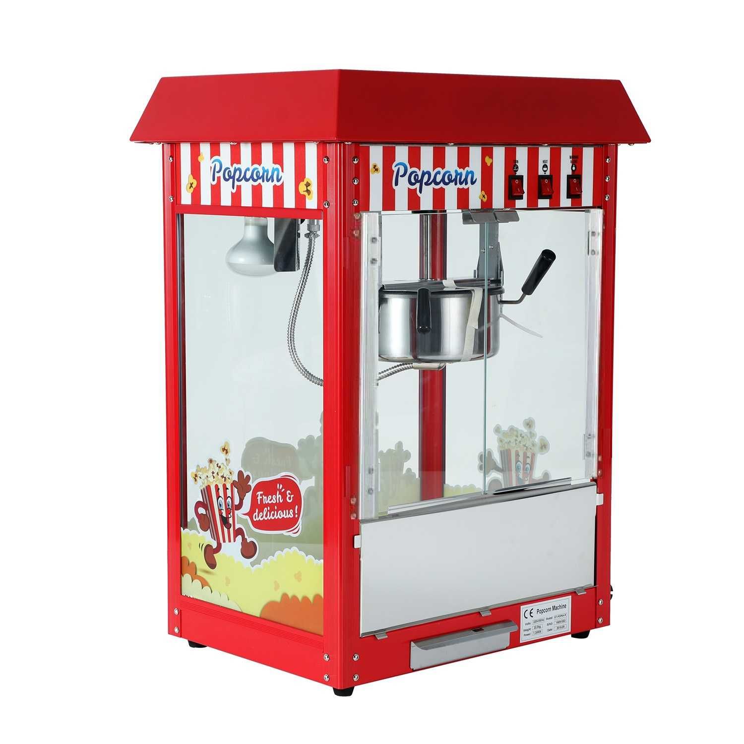 Aparat Popcorn NOU  Profesional CALITATE 1500W Inox Sticla Aluminiu