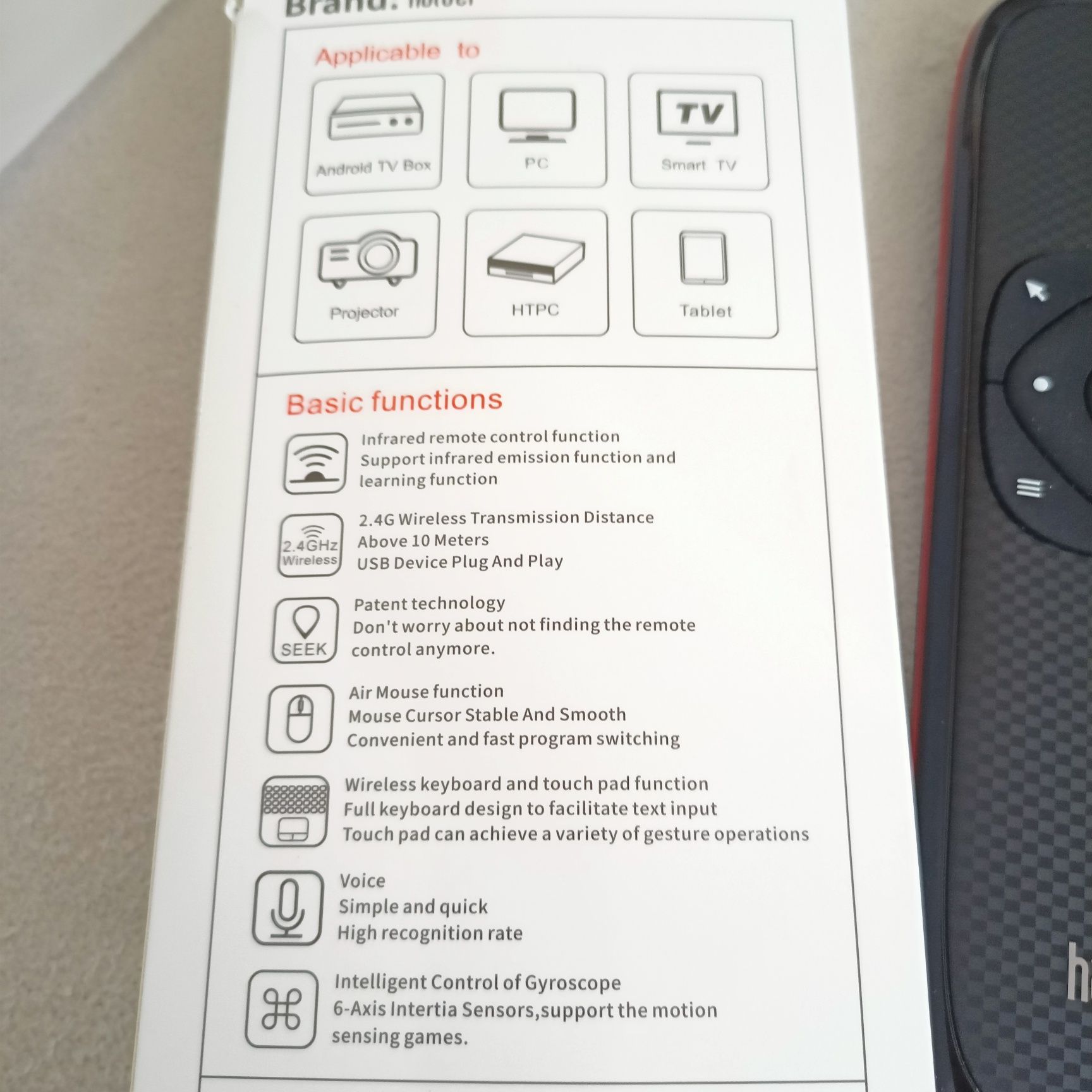 Telecomanda smart cu tastatura, Air Mouse, Touch Pad,