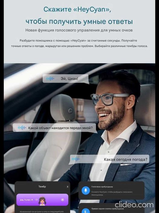 Умные очки камера, Bluetoot, Wi-Fi, AI, микрофон, сенсорное управление
