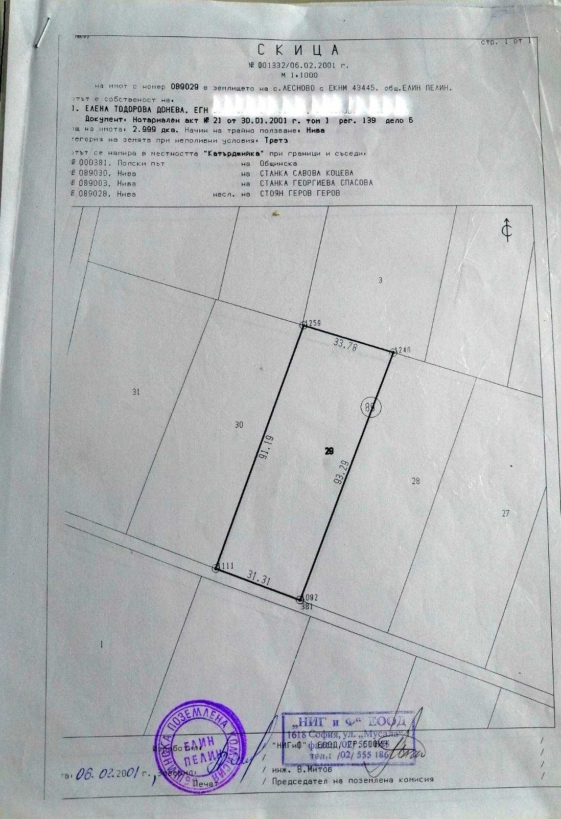 Продавам земеделска земя в с. Лесново