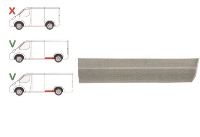 Segment reparatie aripa spate Mercedes Sprinter 1995-2007, VW LT 1995-2006 L=1950 stanga/dreapta, Spate in fata rotii, baza roti :3550 mm, inaltime 150 mm
