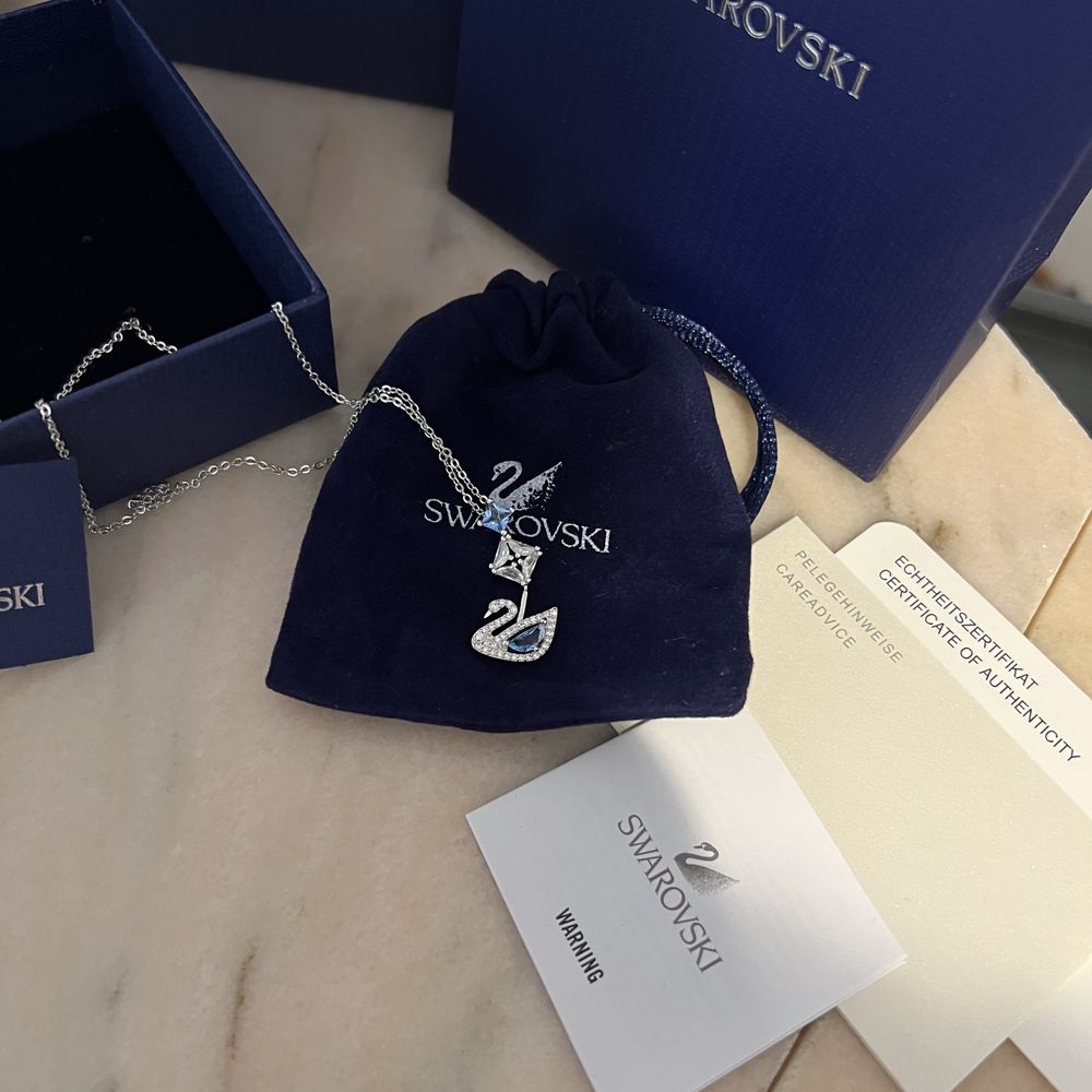 Lănțisor Swarovski Dancing Swan Blue