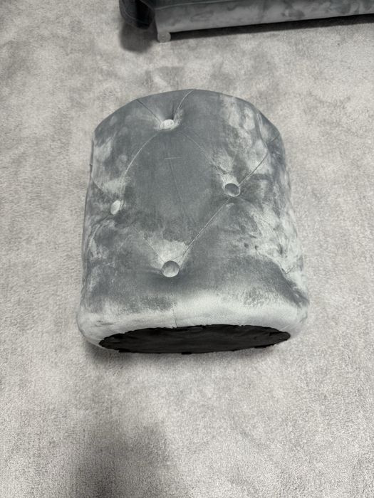 Taburet pluș/catifea, gri deschis, 38x38cm, NOU