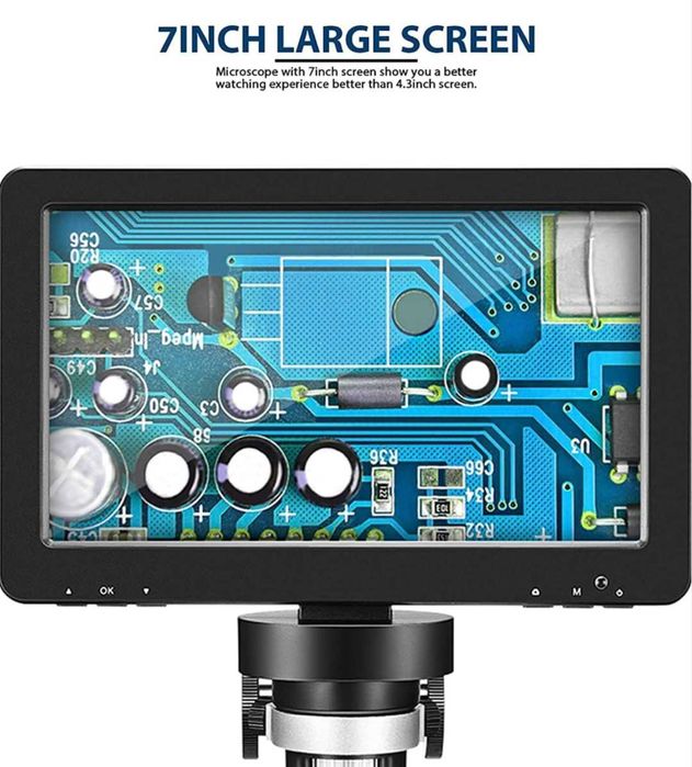 Професионален 7" 1200x 12MP цифров микроскоп с HD въртящ се екран
