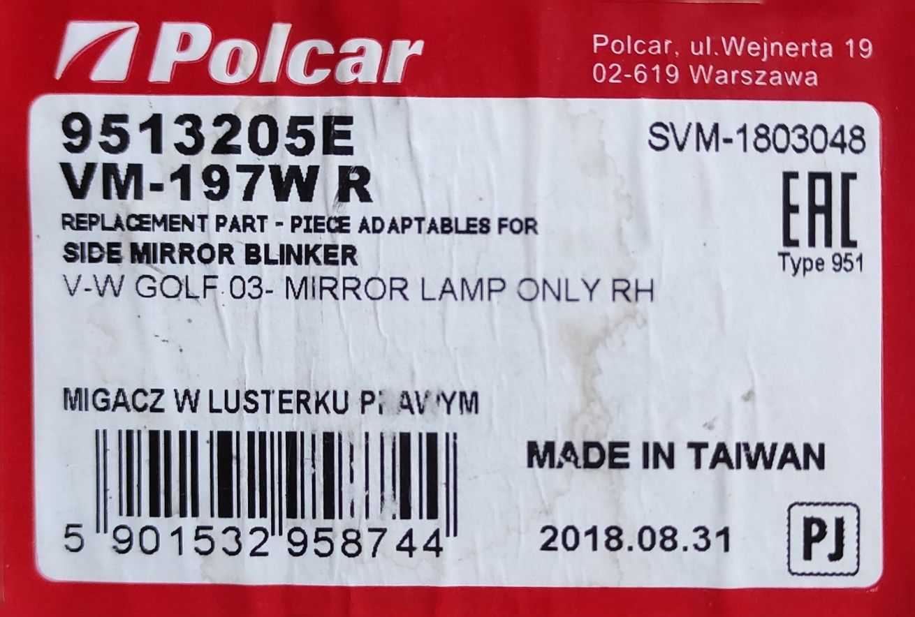 Semnalizare oglinda dreapta led compatibil cu VW Passat, golf, sharan