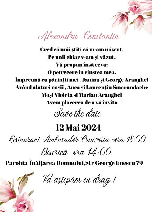 Invitatii nunta , botez , invitatie fizica si digitala