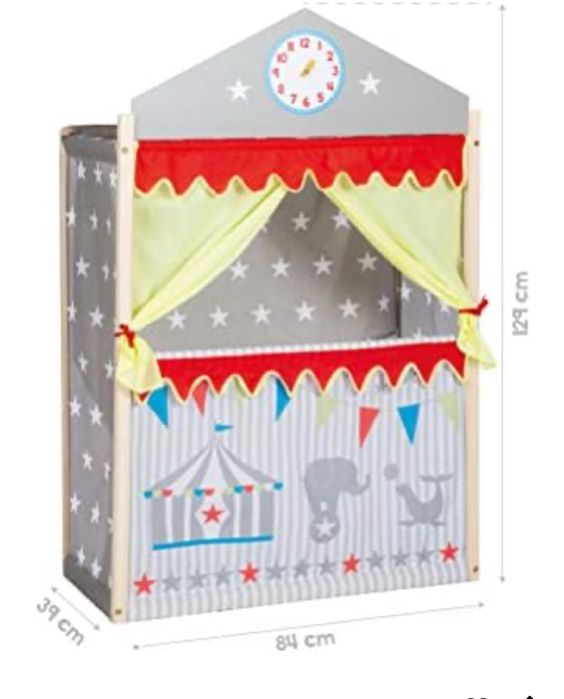 Teatru de papusi roba din lemn si textil cu stele 84x39x129cm
