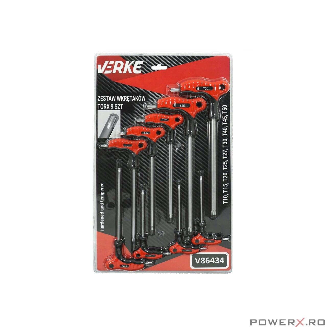 Set 9 surubelnite tip Torx T10-T50, 100-195 mm, Verke