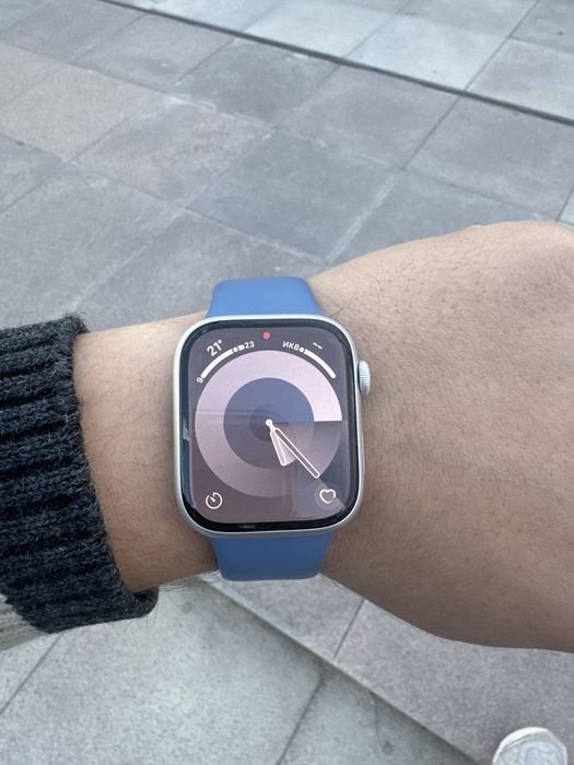 Apple watch Series 9 45mm, синий ремешок M/L