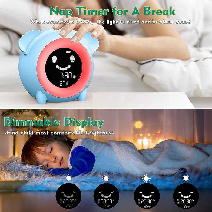 Ceas digital pentru camera copiilor, alarma, termometru, display Lcd