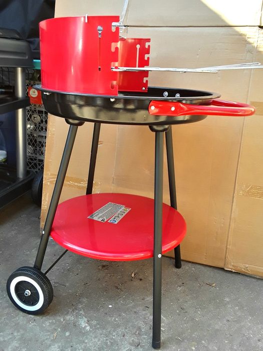 GRĂTAR rotund⊙ 83 Cm din tabla emailată cu roți NOU + Perie - 130 Lei