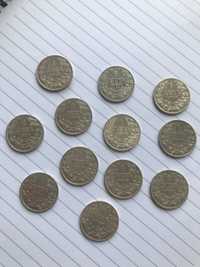 Сребърни монети от 1 лв. царска България 1910 год.