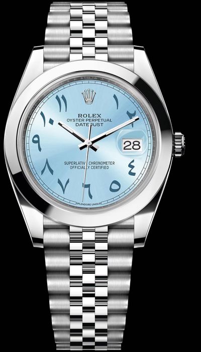 Rolex Datejust 41mm Steel Ice Blue Arabic Dial Custom 126300