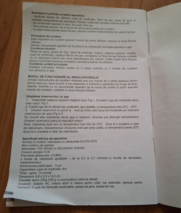 Nebulizator ultrasunete portabil