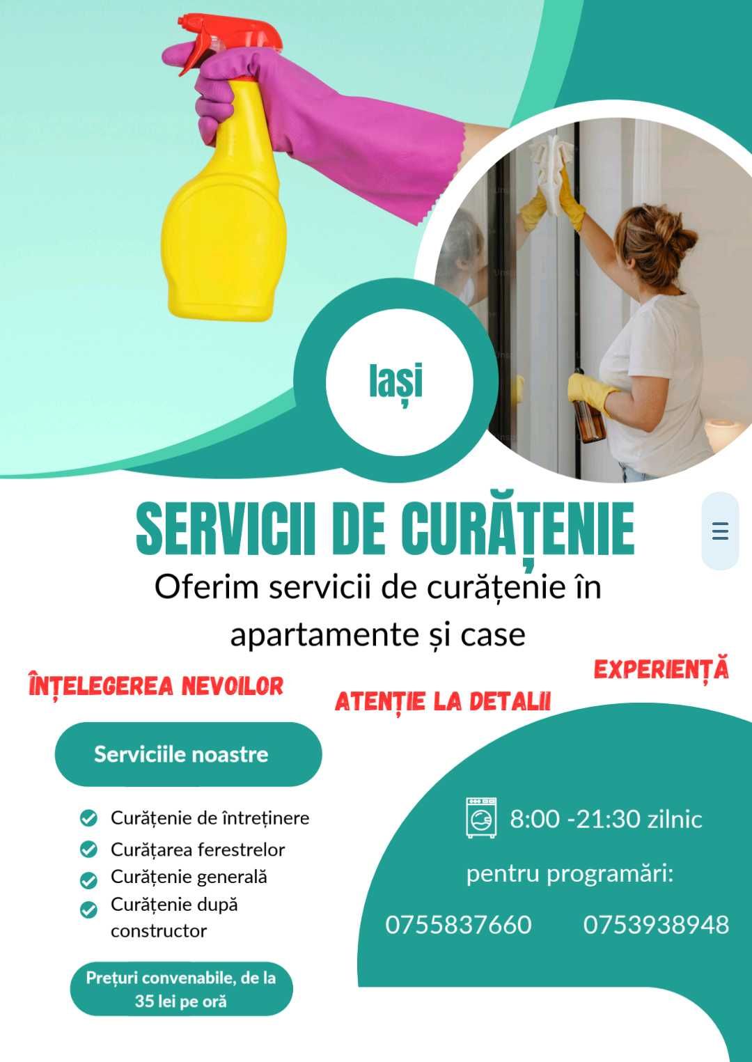 Oferim servicii curățenie Iasi de la 35lei/h sau m2