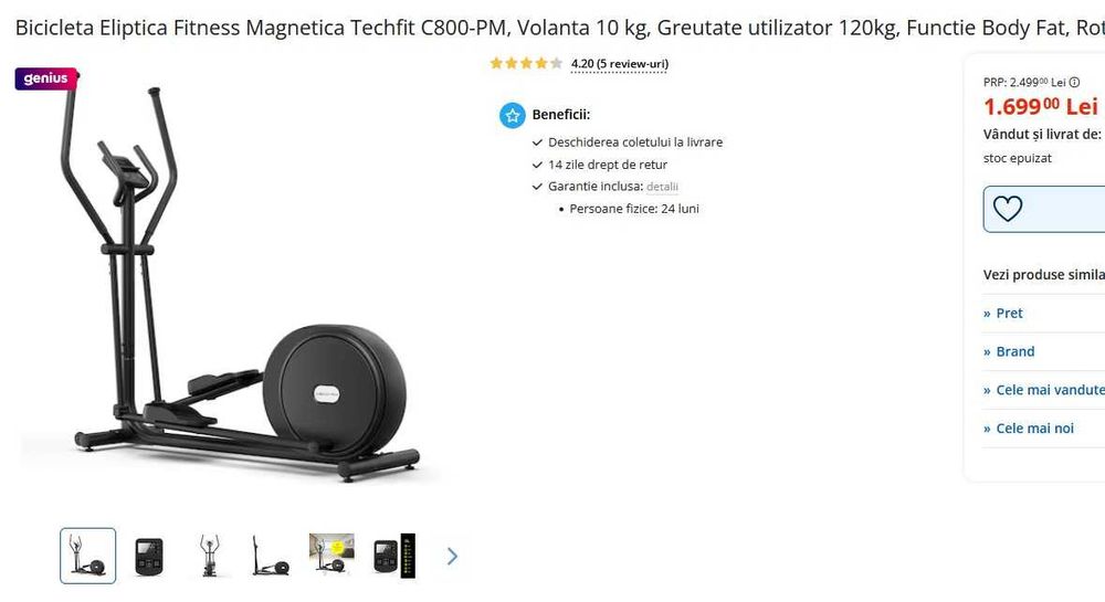 Bicicleta Eliptica, stare perfecta, ca si noua, pana la 120kg