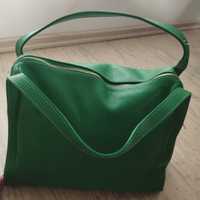 Голяма зелена чанта - естествена кожа