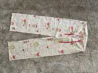 Pantaloni pijama S/36, alb cu ungur si roșu, nou, superbi