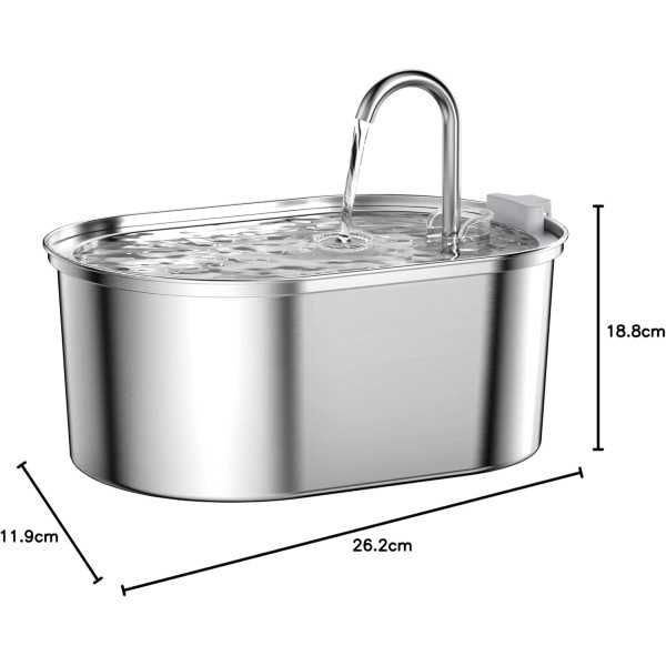 Тих фонтан за вода от неръждаема стомана за котки, кучета SOOFPET