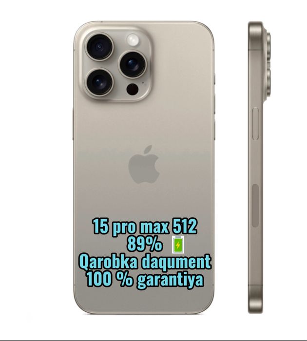 15 pro max 512  sim karta 2 batareyka 89