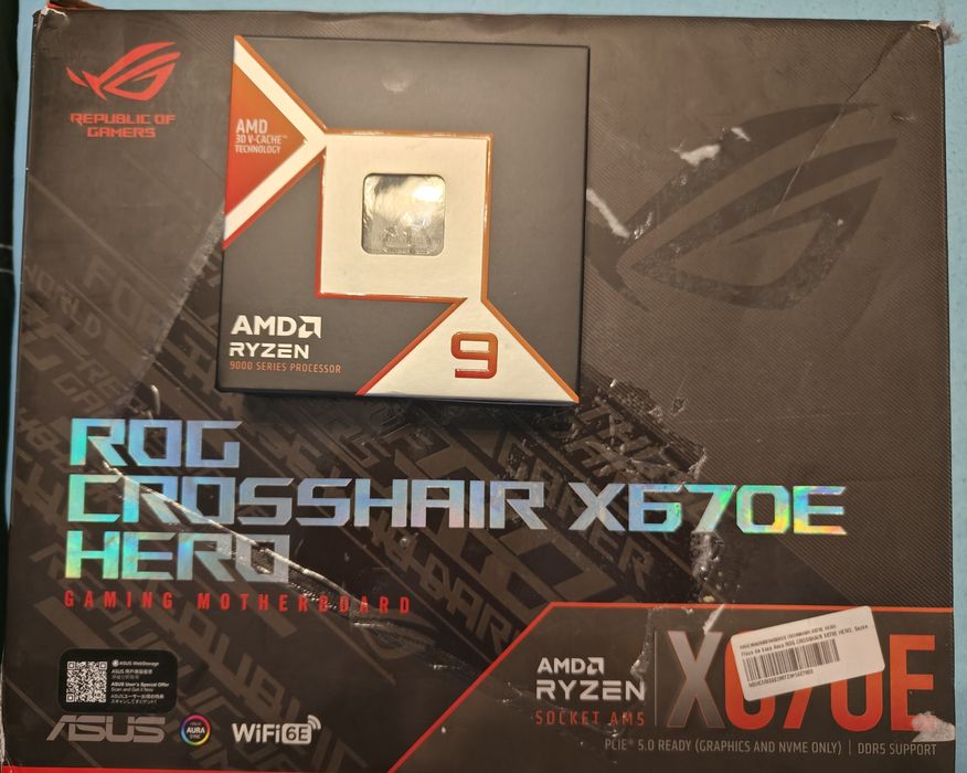 Kit AMD CPU Ryzen 9950X3D + MB X670E Asus Crosshair Hero ganatie emag