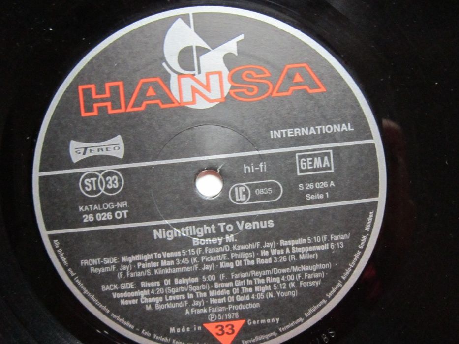 vinil Boney M-Nightflight ToVenus+poze,First Pressing,made Germany1978